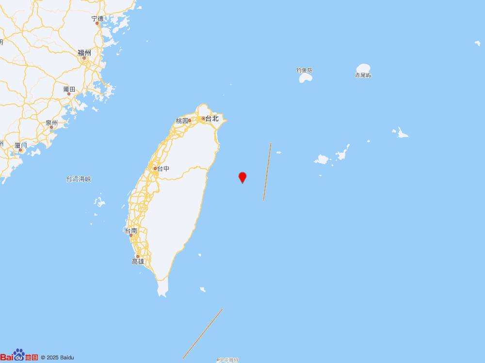 台湾花莲县海域（北纬23.95度，东经122.31度）发生5.0级地震