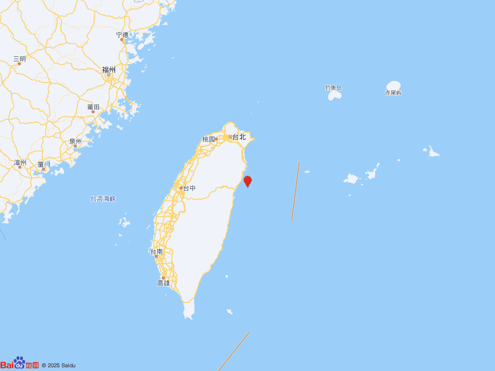 台湾花莲县海域（北纬24.22度，东经121.89度）发生5.6级地震